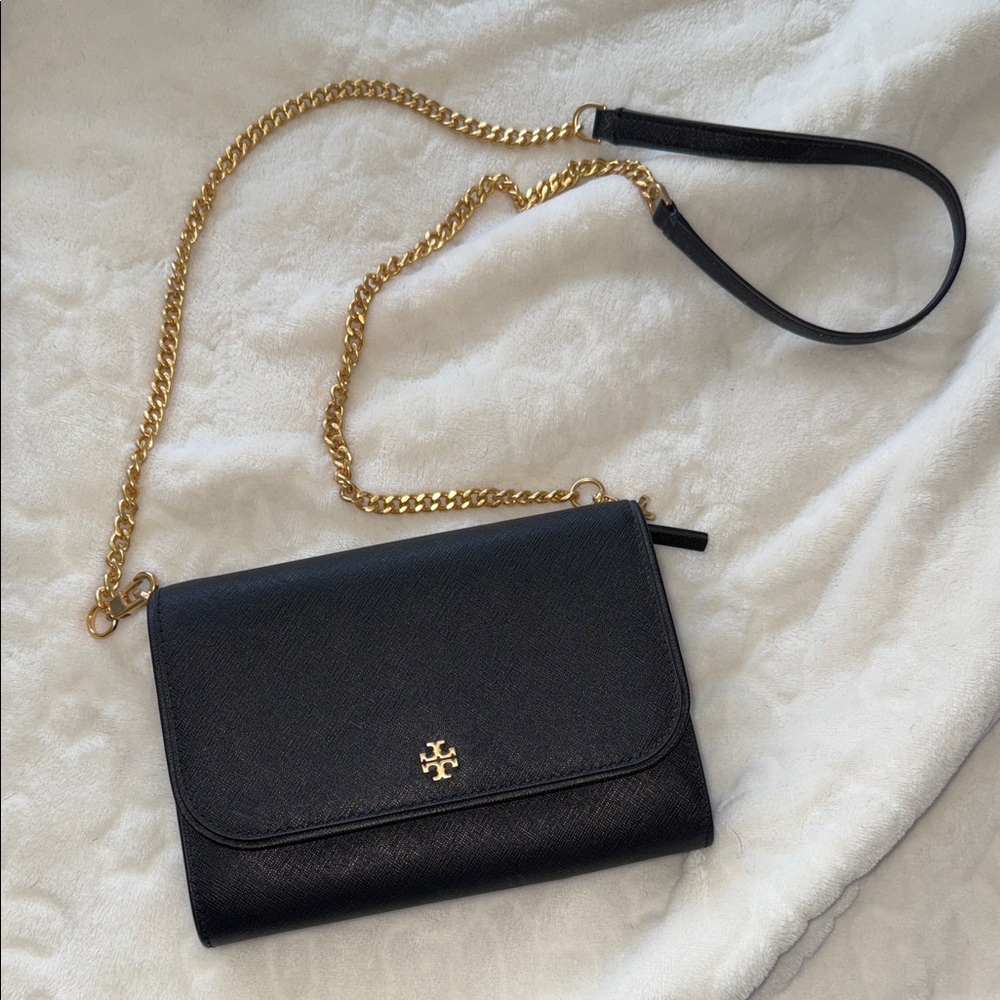 Tory Burch Black Crossbody with Gold Chain
